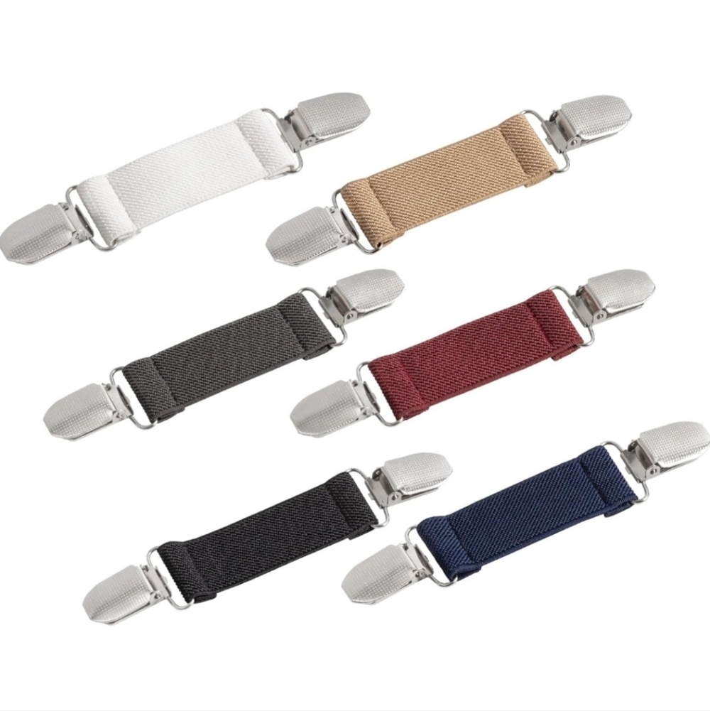 Adjustable Elastic Cinch Clip Straps in Multi-Color with Stretchy Fabric 6pc Set